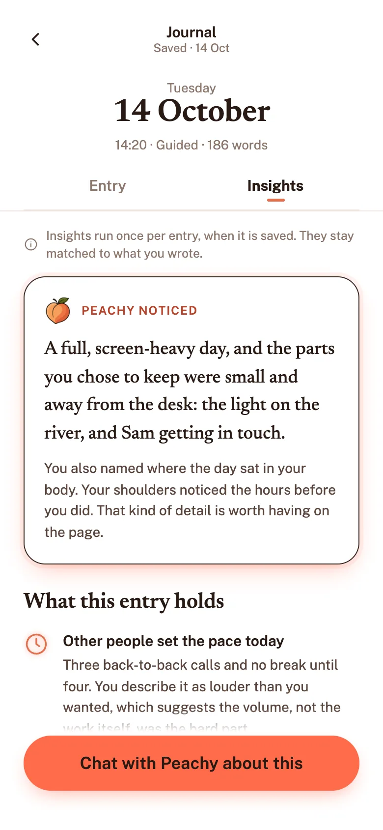 Journal insights in the app